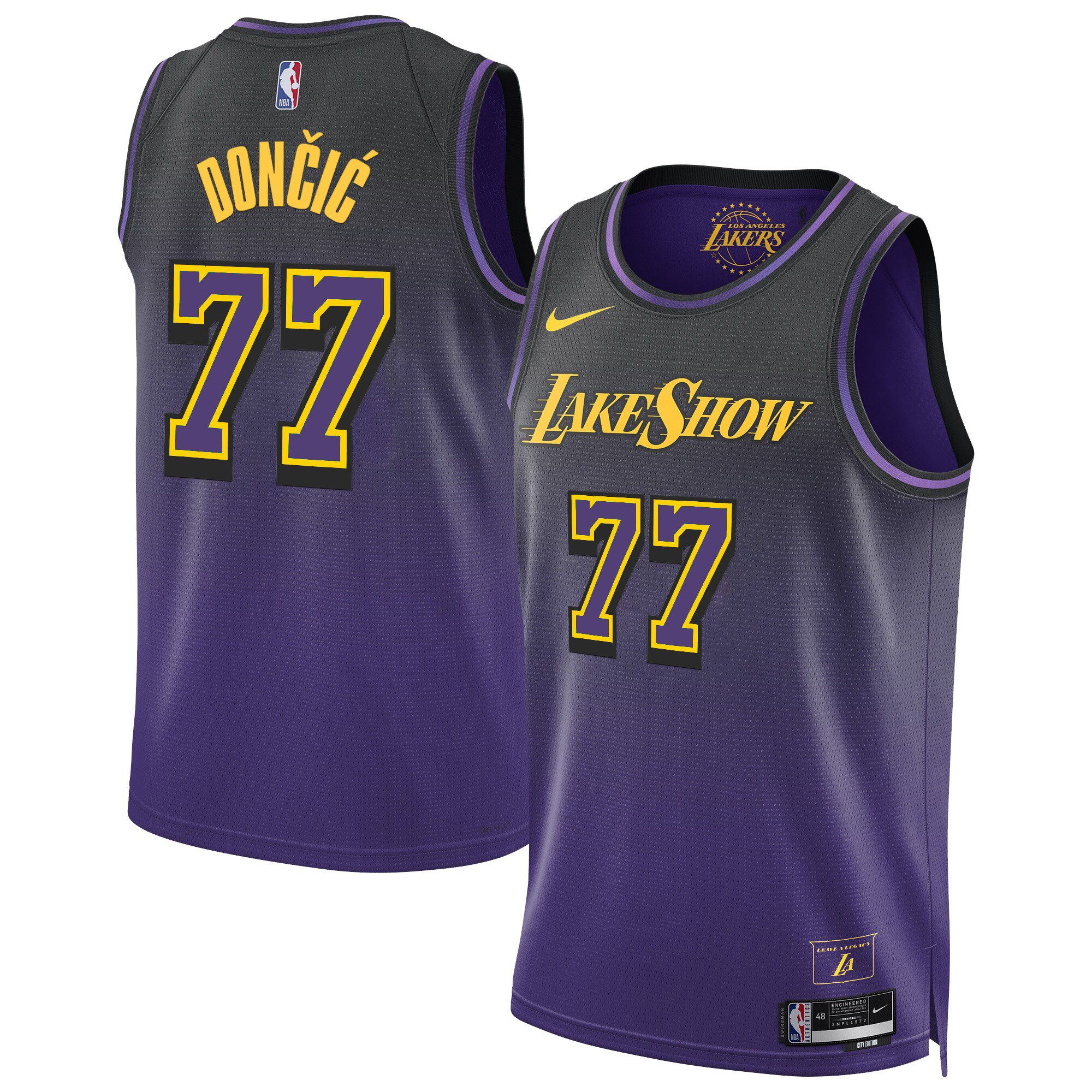 Men Los Angeles Lakers 77 Doncic Purple 2025 Nike Swingman NBA Jersey